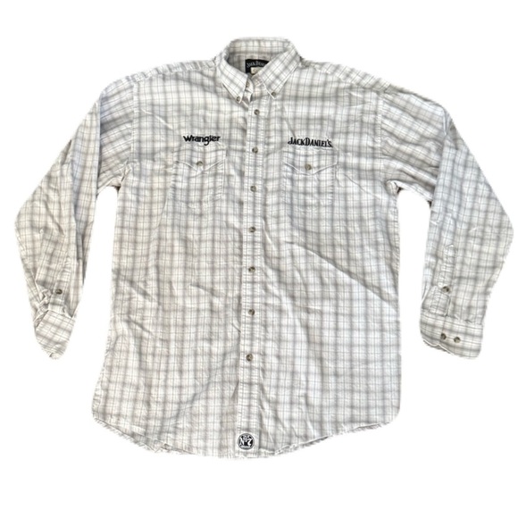 Wrangler Other - Wrangler Jack Daniels Large Tall White Plaid Western Shirt